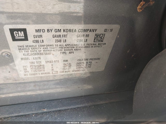 46232619 :رقم المزاد ، KL4CJASB8KB875648 vin ، 2019 Buick Encore Fwd Preferred مزاد بيع