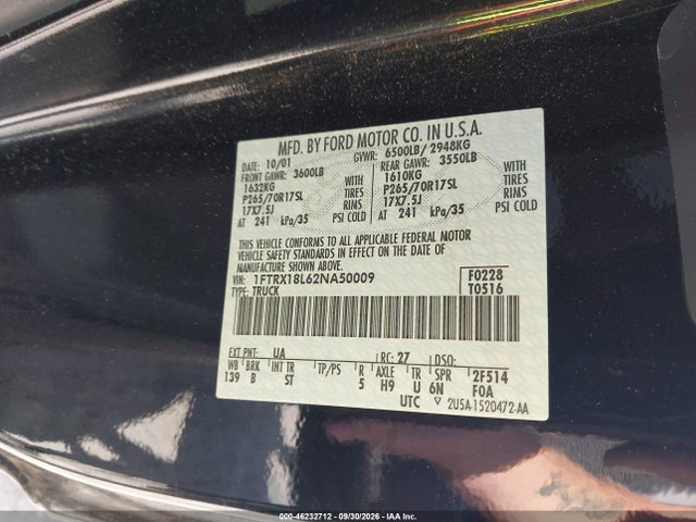 Продажа на аукционе авто 2002 Ford F-150 Lariat/xl/xlt, vin: 1FTRX18L62NA50009, номер лота: 46232712