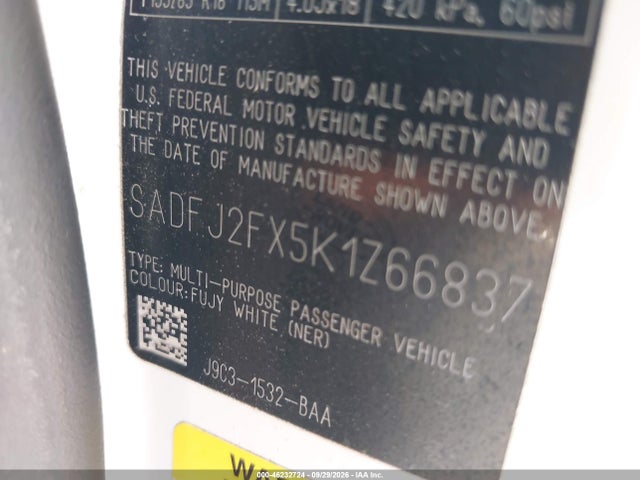 Продаж на аукціоні авто 2019 Jaguar E-pace S, vin: SADFJ2FX5K1Z66837, номер лоту: 46232724