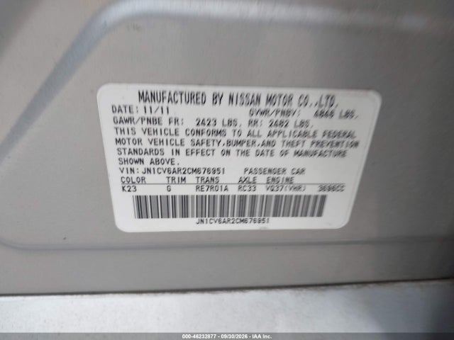 Auction sale of the 2012 Infiniti G37x, vin: JN1CV6AR2CM676951, lot number: 46232877