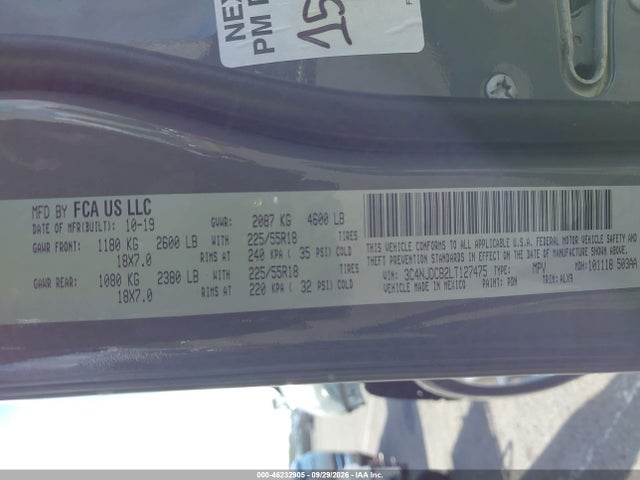 2020 Jeep Compass Limited 4x4 მანქანა იყიდება აუქციონზე, vin: 3C4NJDCB2LT127475, აუქციონის ნომერი: 46232905