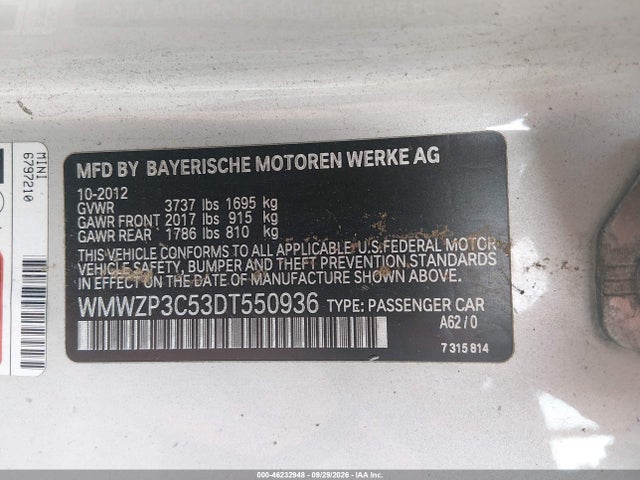 Продажа на аукционе авто 2013 Mini Convertible Cooper S, vin: WMWZP3C53DT550936, номер лота: 46232948