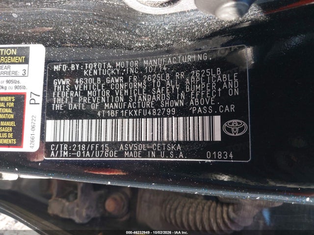 Aukcja sprzedaży 2015 Toyota Camry Se, vin: 4T1BF1FKXFU482799, numer aukcji: 46232949