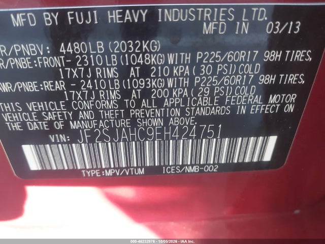 Subaru Forester 2.5i Limited 2014 JF2SJAHC9EH424751 Image 9