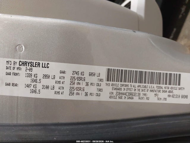 Продаж на аукціоні авто 2009 Dodge Grand Caravan Se, vin: 2D8HN44E39R632139, номер лоту: 46233031