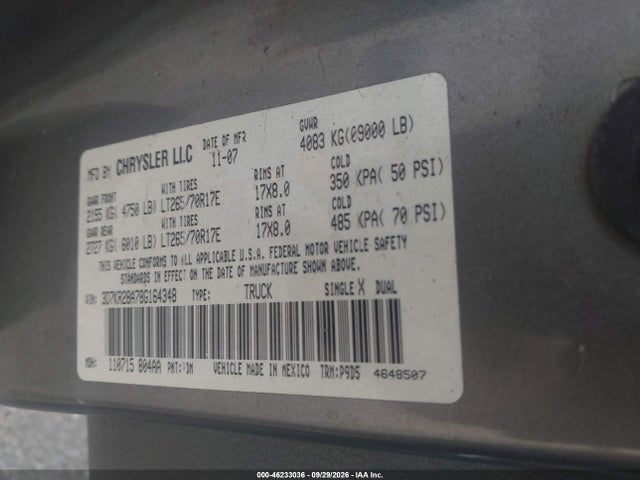 Aukcja sprzedaży 2008 Dodge Ram 2500 Slt, vin: 3D7KR28A78G164348, numer aukcji: 46233036