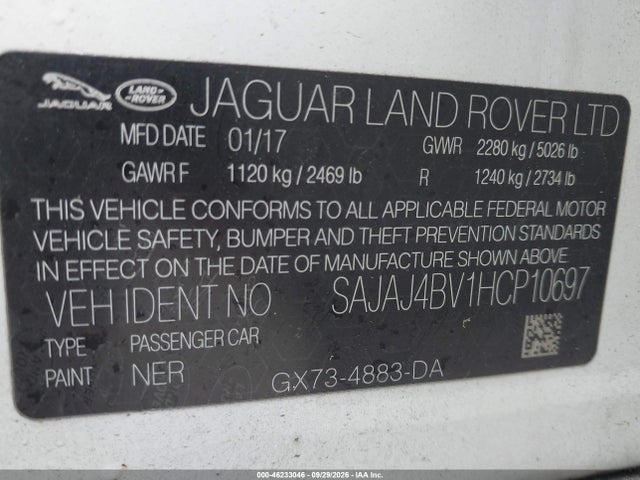 Продаж на аукціоні авто 2017 Jaguar Xe 35t Premium, vin: SAJAJ4BV1HCP10697, номер лоту: 46233046