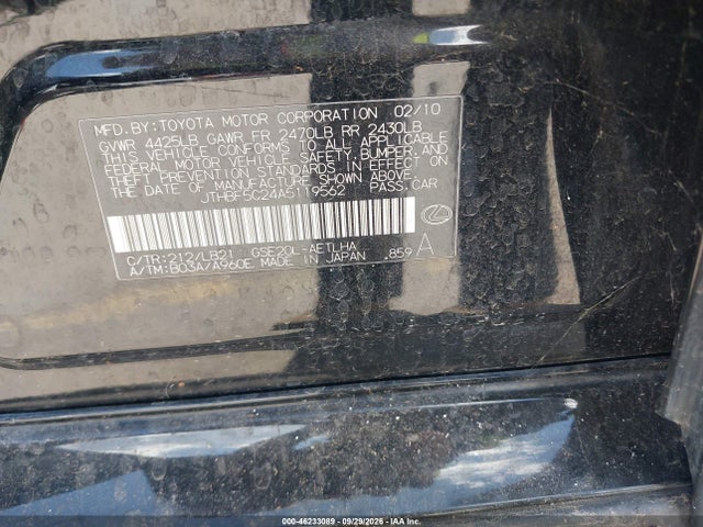 Продаж на аукціоні авто 2010 Lexus Is 250, vin: JTHBF5C24A5119562, номер лоту: 46233089