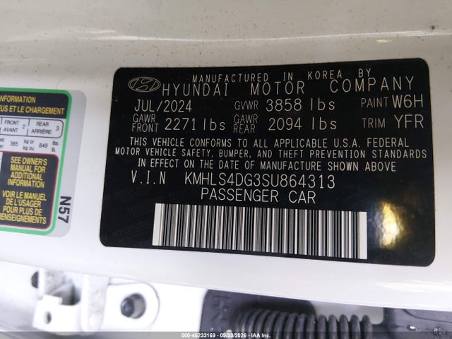 46233169 :رقم المزاد ، KMHLS4DG3SU864313 vin ، 2025 Hyundai Elantra Sel Convenience مزاد بيع