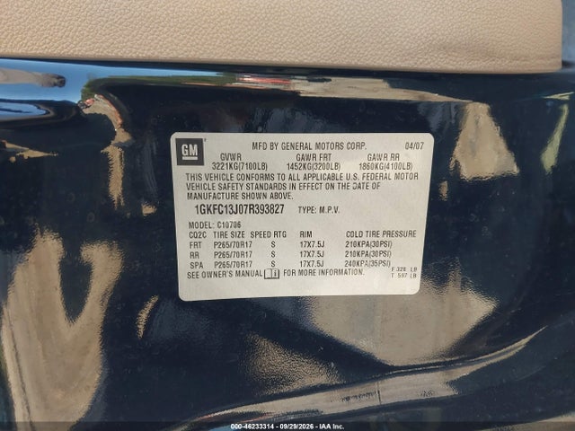 Продажа на аукционе авто 2007 Gmc Yukon Slt, vin: 1GKFC13J07R393827, номер лота: 46233314
