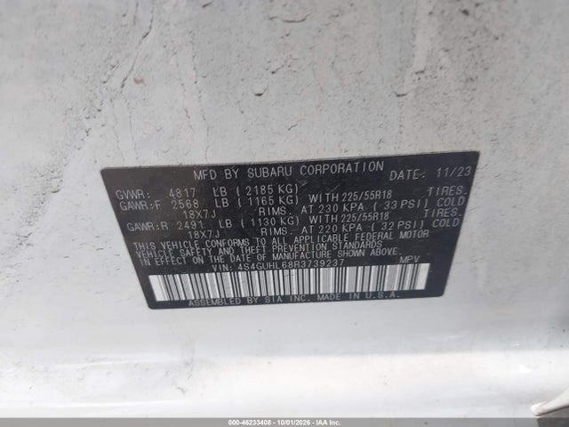 2024 Subaru Crosstrek Limited მანქანა იყიდება აუქციონზე, vin: 4S4GUHL68R3739237, აუქციონის ნომერი: 46233408