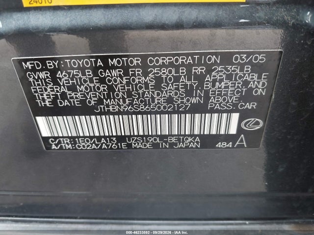 Продажа на аукционе авто 2006 Lexus Gs 430, vin: JTHBN96S865002127, номер лота: 46233592