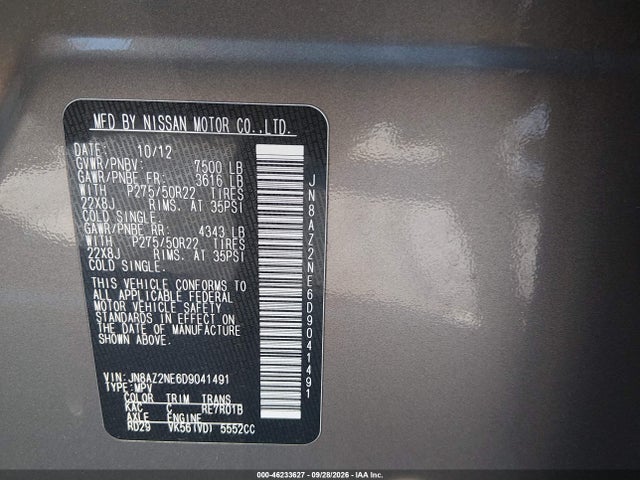Aukcja sprzedaży 2013 Infiniti Qx56, vin: JN8AZ2NE6D9041491, numer aukcji: 46233627