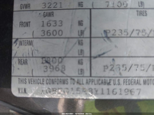 46233661 :رقم المزاد ، 1GBFG15R8Y1161967 vin ، 2000 Chevrolet Express Upfitter Pkg. مزاد بيع