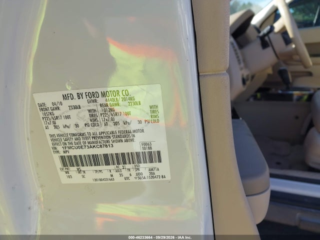 46233664 :رقم المزاد ، 1FMCU0E73AKC87813 vin ، 2010 Ford Escape Limited مزاد بيع