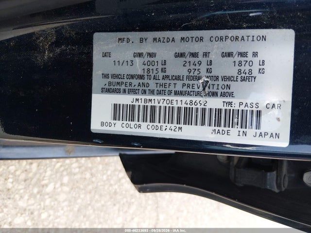 Aukcja sprzedaży 2014 Mazda Mazda3 I Touring, vin: JM1BM1V70E1148692, numer aukcji: 46233693