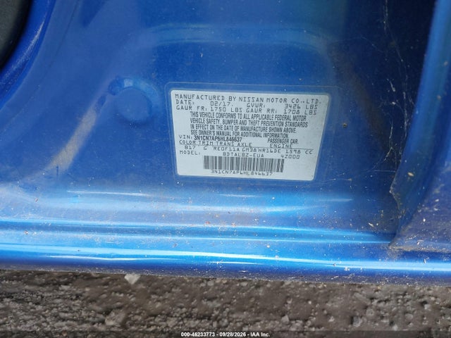 2017 Nissan Versa 1.6 Sv მანქანა იყიდება აუქციონზე, vin: 3N1CN7AP6HL846637, აუქციონის ნომერი: 46233773