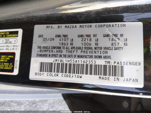 46233923 :رقم المزاد ، JM1BL1H55A1162353 vin ، 2010 Mazda Mazda3 S Grand Touring مزاد بيع