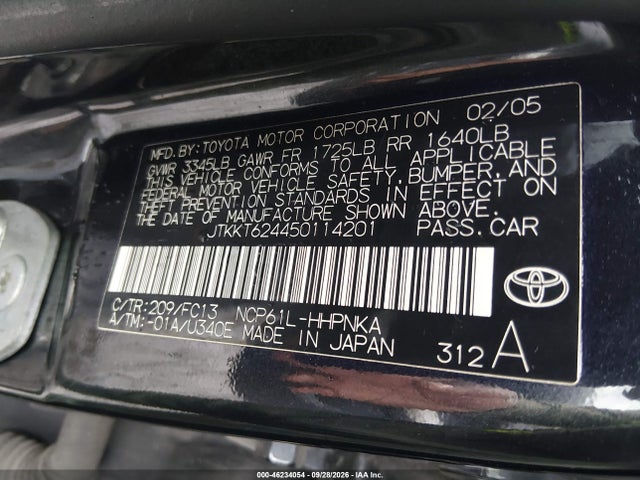 2005 Scion Xa მანქანა იყიდება აუქციონზე, vin: JTKKT624450114201, აუქციონის ნომერი: 46234054