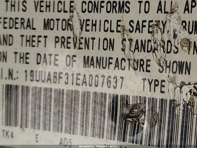 46234101 :رقم المزاد ، 19UUA8F31EA007637 vin ، 2014 Acura Tl 3.5 Special Edition مزاد بيع