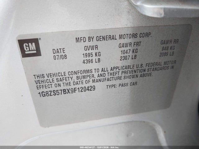Продаж на аукціоні авто 2009 Saturn Aura Xe, vin: 1G8ZS57BX9F120429, номер лоту: 46234127