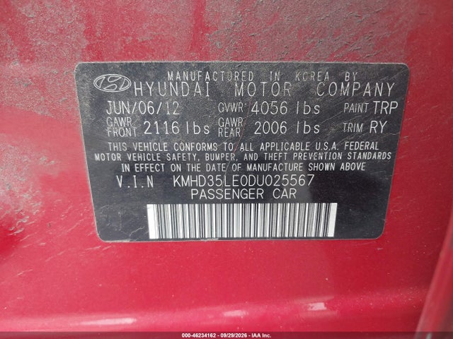 Aukcja sprzedaży 2013 Hyundai Elantra Gt, vin: KMHD35LE0DU025567, numer aukcji: 46234162