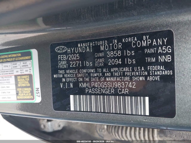 2025 Hyundai Elantra Limited მანქანა იყიდება აუქციონზე, vin: KMHLP4DG5SU983742, აუქციონის ნომერი: 46234180