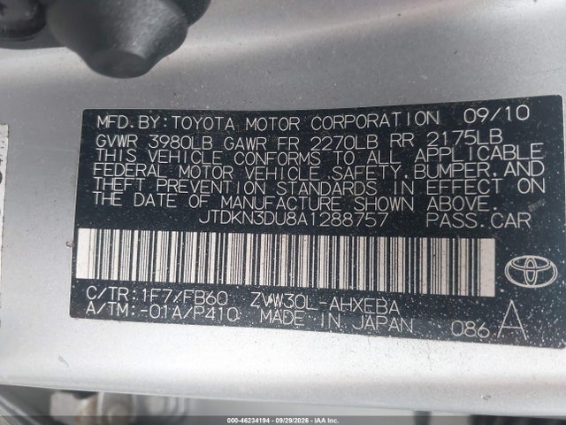 Aukcja sprzedaży 2010 Toyota Prius Iii, vin: JTDKN3DU8A1288757, numer aukcji: 46234194