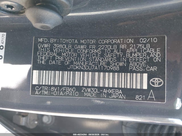 Продажа на аукционе авто 2010 Toyota Prius Iii, vin: JTDKN3DU7A1170988, номер лота: 46234264