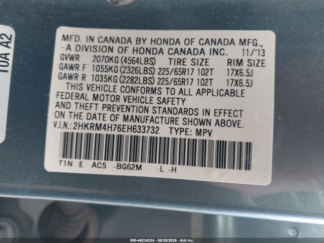 Honda Cr-v Ex-l 2014 2HKRM4H76EH633732 Image 9