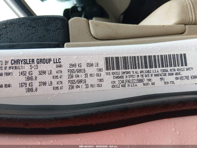 46234331 :رقم المزاد ، 1C4RJFAG1EC158887 vin ، 2014 Jeep Grand Cherokee Laredo مزاد بيع