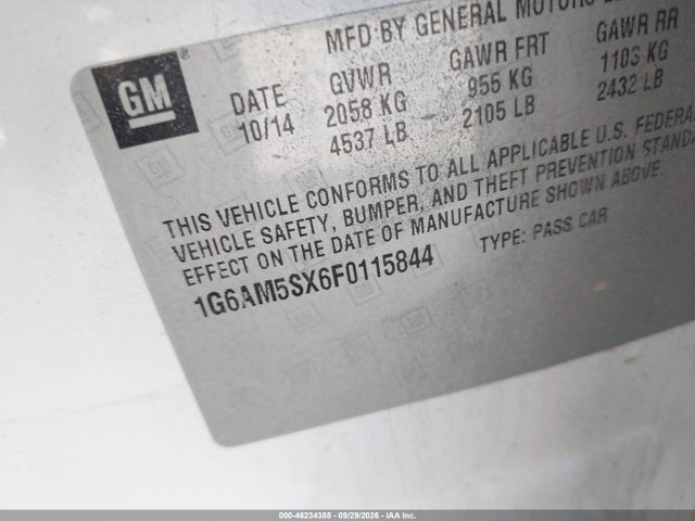 Продаж на аукціоні авто 2015 Cadillac Ats Premium, vin: 1G6AM5SX6F0115844, номер лоту: 46234385