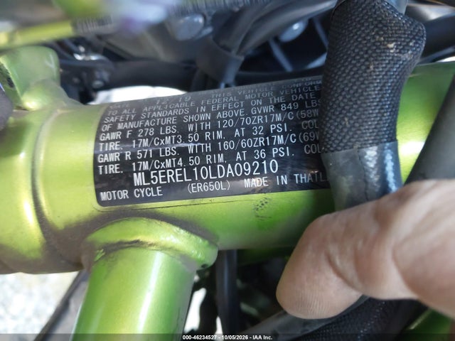 Продажа на аукционе авто 2020 Kawasaki Er650 L, vin: ML5EREL10LDA09210, номер лота: 46234527