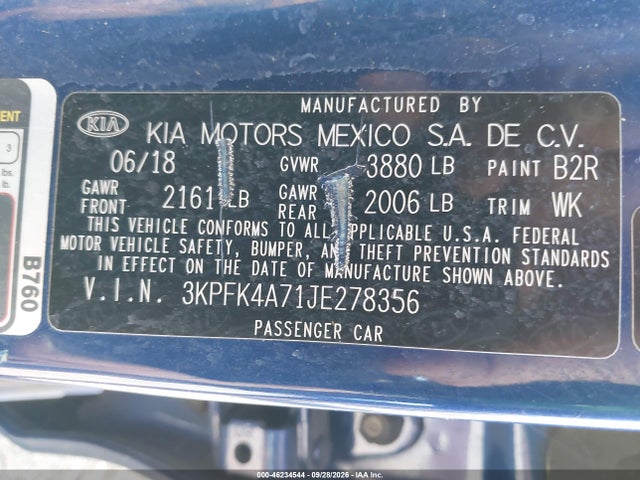 KIA FORTE LX 2018 3KPFK4A71JE278356 Image 9