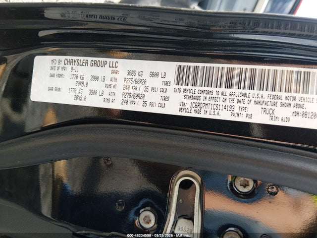 2012 Ram 1500 Sport მანქანა იყიდება აუქციონზე, vin: 1C6RD7MT1CS114193, აუქციონის ნომერი: 46234598
