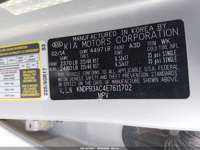 KIA Sportage Lx 2014 KNDPB3AC4E7611702 Image 9