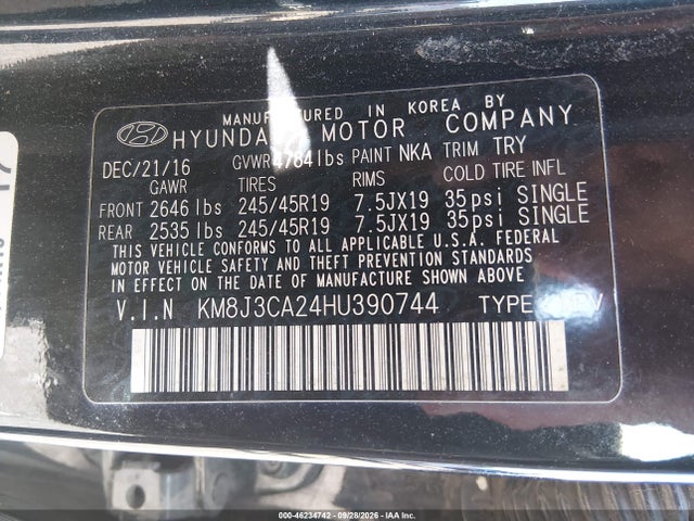 Hyundai Tucson Limited 2017 KM8J3CA24HU390744 Image 9