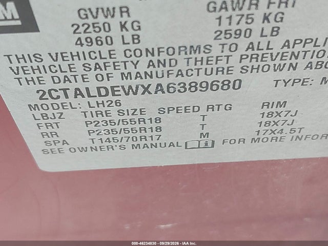 Aukcja sprzedaży 2010 Gmc Terrain Sle-2, vin: 2CTALDEWXA6389680, numer aukcji: 46234830