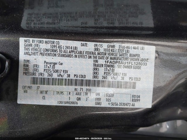 Aukcja sprzedaży 2015 Ford C-max Hybrid Se, vin: 1FADP5AU1FL125033, numer aukcji: 46234874