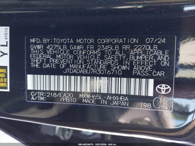 Aukcja sprzedaży 2024 Toyota Prius Limited Awd-e, vin: JTDADABU7R3016710, numer aukcji: 46234879
