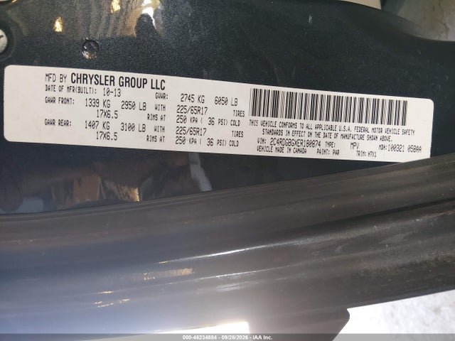 2014 Dodge Grand Caravan Se მანქანა იყიდება აუქციონზე, vin: 2C4RDGBGXER180874, აუქციონის ნომერი: 46234884