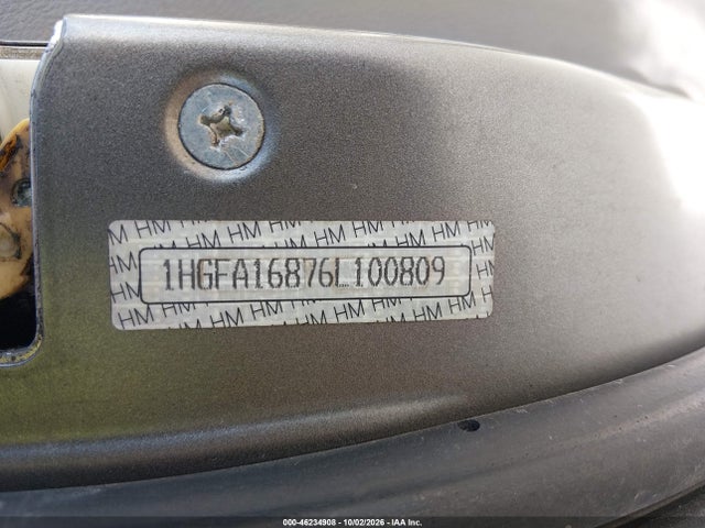 2006 Honda Civic Ex მანქანა იყიდება აუქციონზე, vin: 1HGFA16876L100809, აუქციონის ნომერი: 46234908