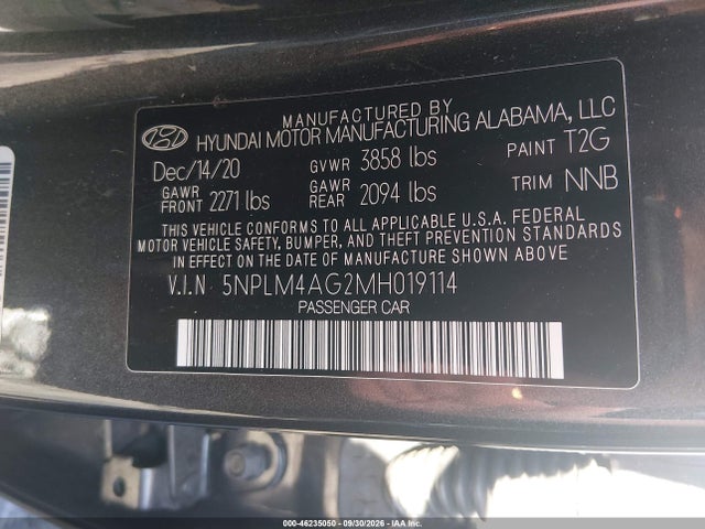 Продаж на аукціоні авто 2021 Hyundai Elantra Sel, vin: 5NPLM4AG2MH019114, номер лоту: 46235050