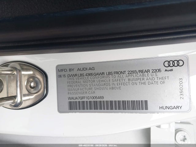 46235168 :رقم المزاد ، WAUA7GFF1G1005469 vin ، 2016 Audi A3 1.8t Premium مزاد بيع