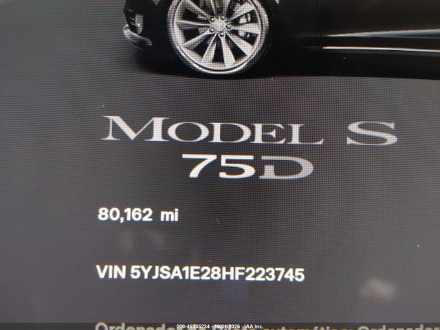 46235234 :رقم المزاد ، 5YJSA1E28HF223745 vin ، 2017 Tesla Model S 100d/60d/75d/90d/p100d مزاد بيع