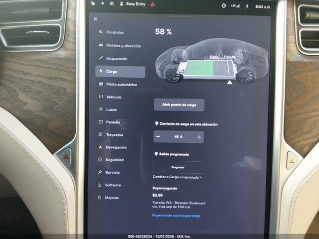 46235234 :رقم المزاد ، 5YJSA1E28HF223745 vin ، 2017 Tesla Model S 100d/60d/75d/90d/p100d مزاد بيع