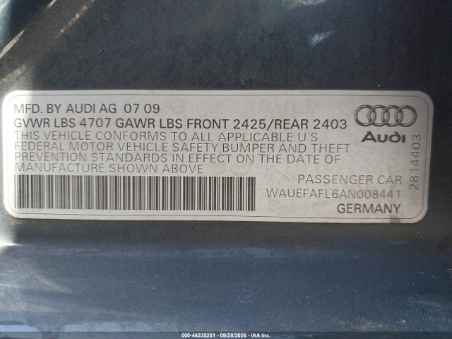 Продаж на аукціоні авто 2010 Audi A4 2.0t Premium, vin: WAUEFAFL6AN008441, номер лоту: 46235251