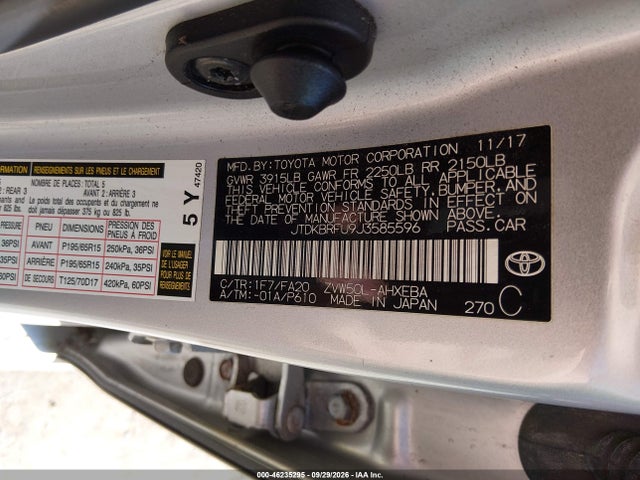 Продажа на аукционе авто 2018 Toyota Prius, vin: JTDKBRFU9J3585596, номер лота: 46235295