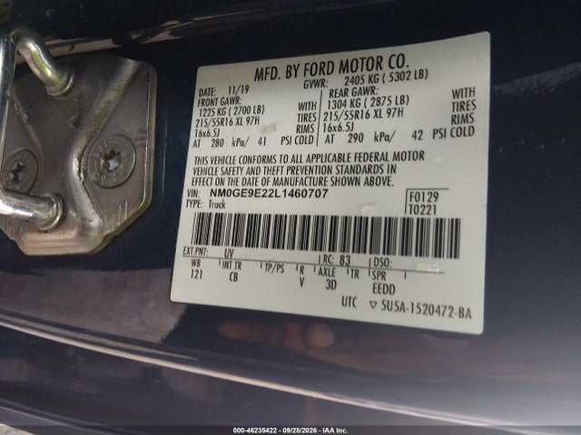 Продаж на аукціоні авто 2020 Ford Transit Connect Xl Passenger, vin: NM0GE9E22L1460707, номер лоту: 46235422