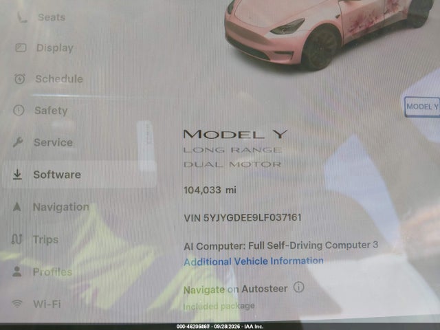 Продаж на аукціоні авто 2020 Tesla Model Y Long Range Dual Motor All-wheel Drive, vin: 5YJYGDEE9LF037161, номер лоту: 46235467